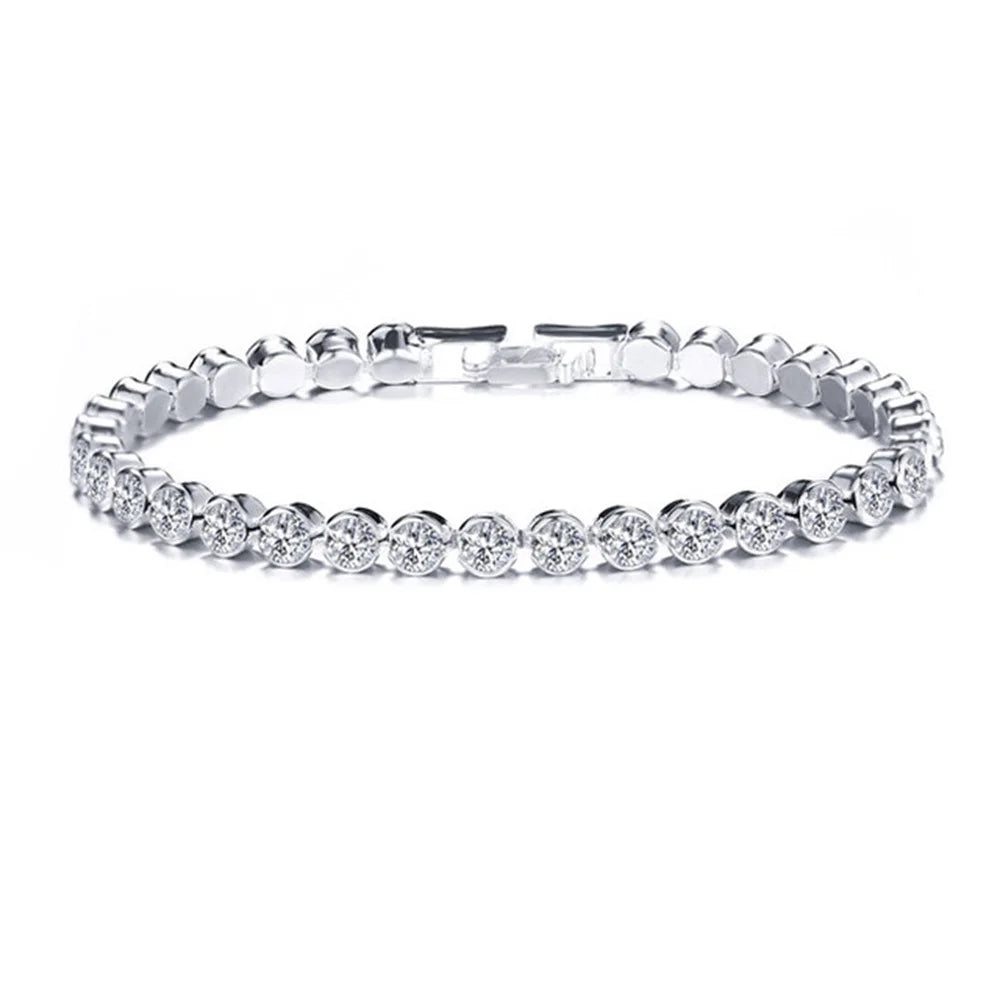 Bracelet Femme en Acier Inoxydable – Zirconium AAA Étincelant, Ajustable, Élégant & Durable