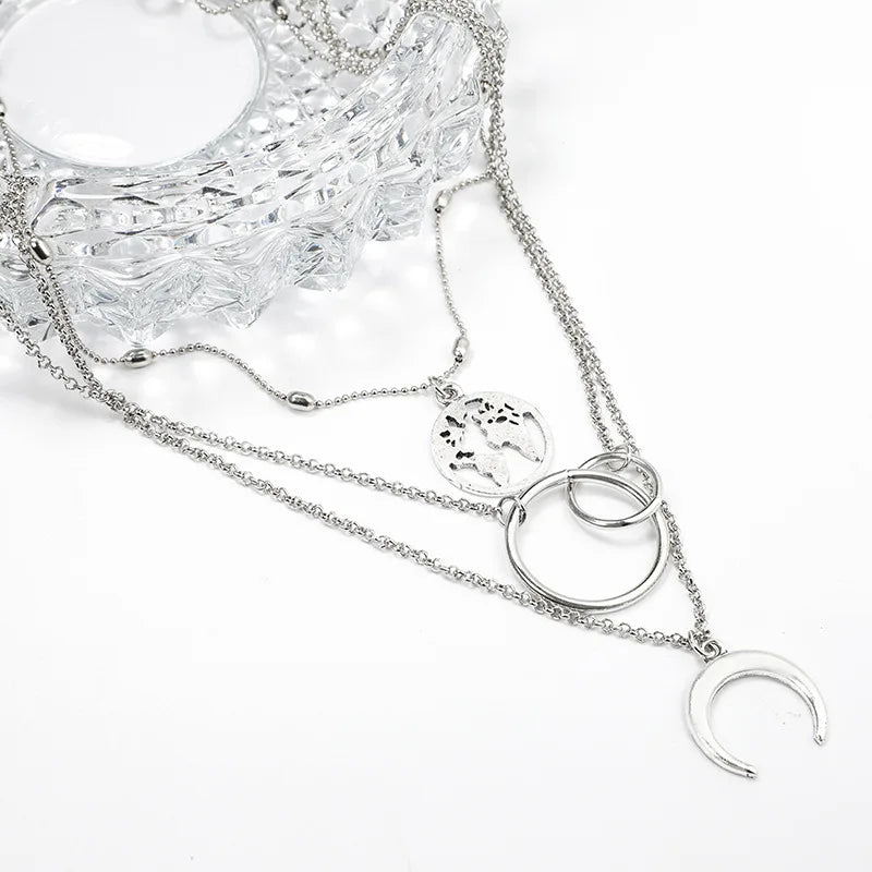 Collier Bohème Multi-Couches avec Pièces et Perles