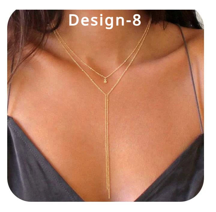 Collier Lariat Plaqué Or 14K – Pendentif Minimaliste