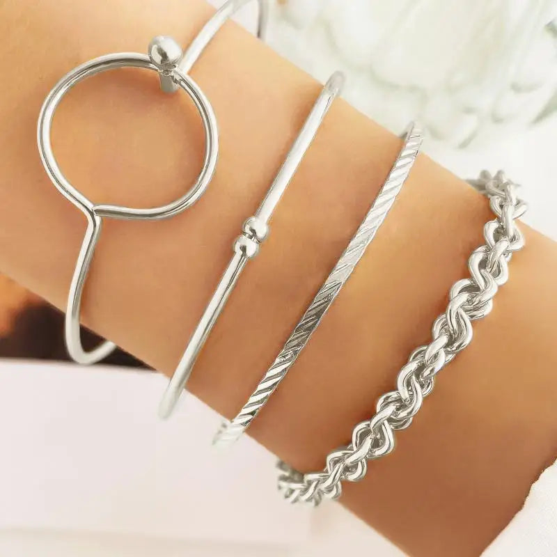 Bracelet Superposé Plaqué Or & Argent