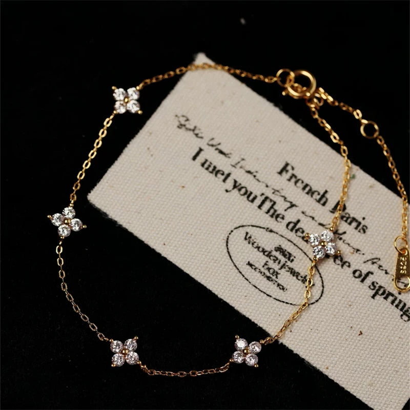 Bracelet Fleur Cristal en Acier Inoxydable