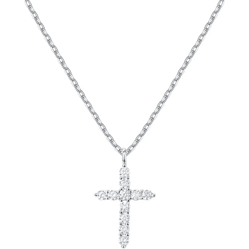 Collier Croix Élégant en Zirconium – Pendentif Brillant Plaqué Or & Argent, Cadeau Intemporel