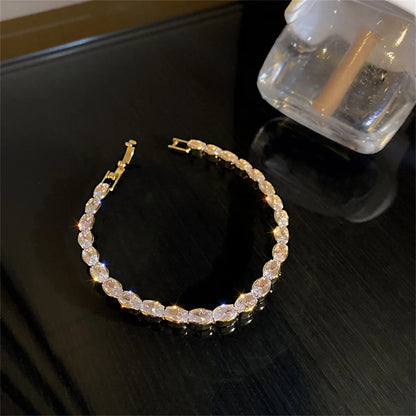 Bracelet Femme en Acier Inoxydable – Zirconium AAA Étincelant, Ajustable, Élégant & Durable