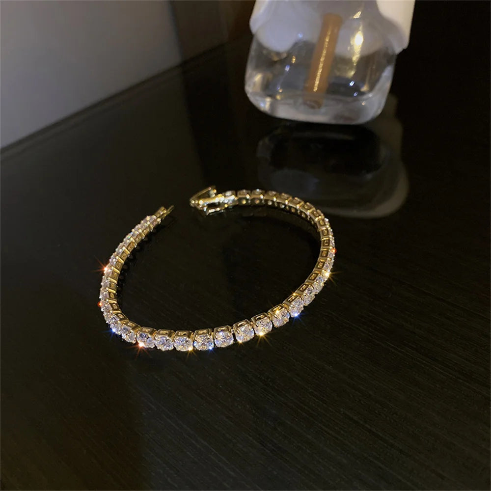 Bracelet Femme en Acier Inoxydable – Zirconium AAA Étincelant, Ajustable, Élégant & Durable