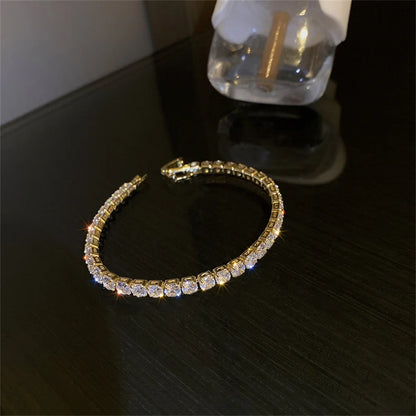 Bracelet Femme en Acier Inoxydable – Zirconium AAA Étincelant, Ajustable, Élégant & Durable