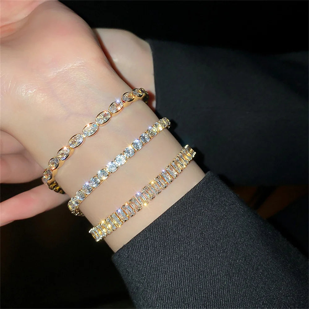 Bracelet Femme en Acier Inoxydable – Zirconium AAA Étincelant, Ajustable, Élégant & Durable