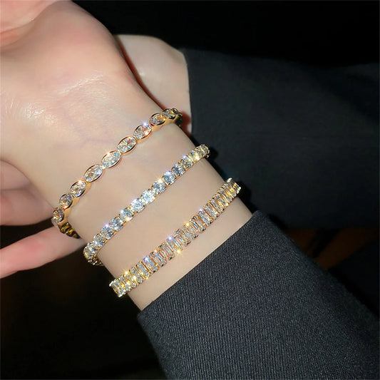Bracelet Femme en Acier Inoxydable – Zirconium AAA Étincelant, Ajustable, Élégant & Durable