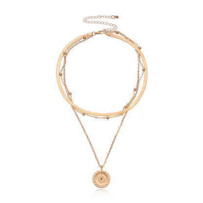Collier Bohème Multi-Couches avec Pièces et Perles