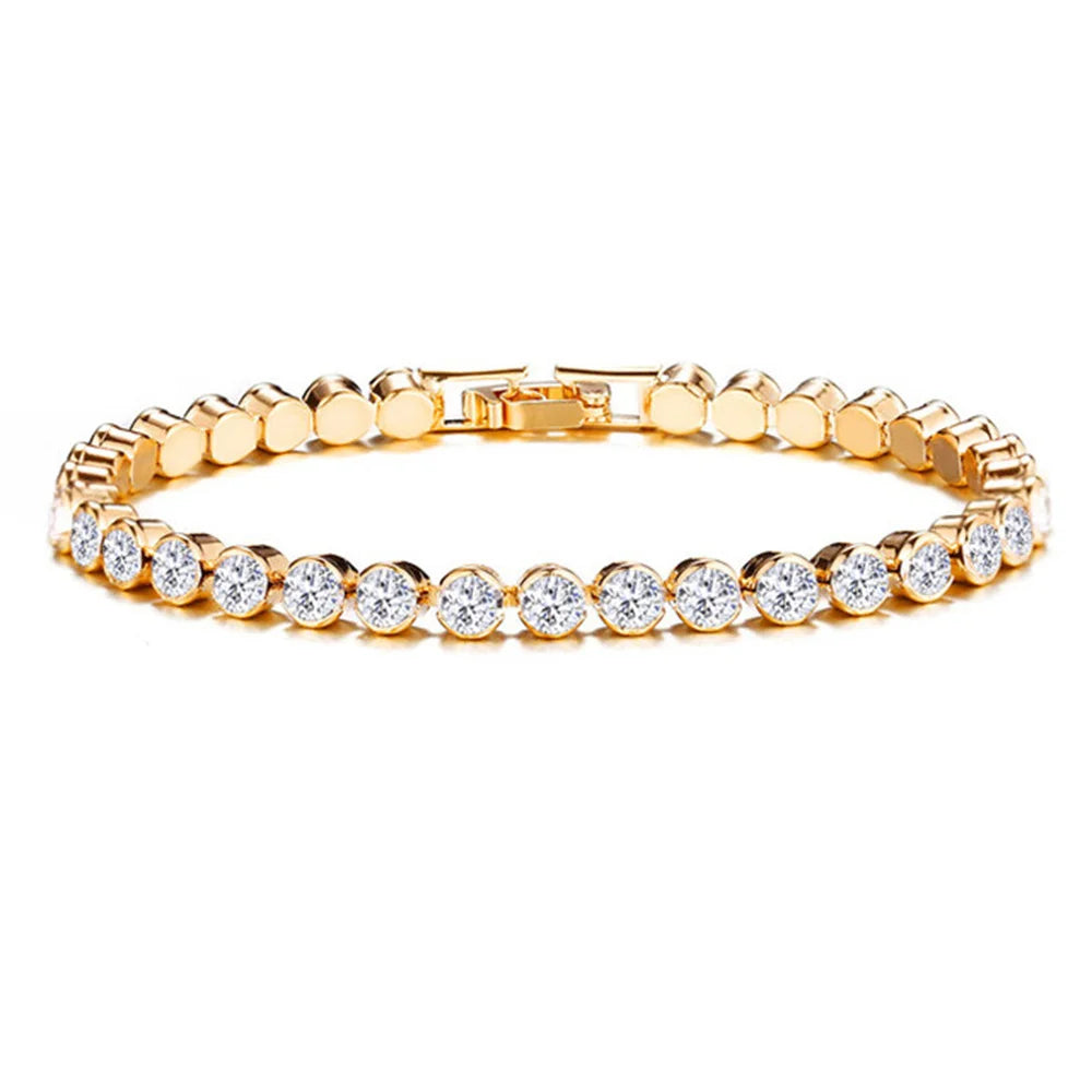 Bracelet Femme en Acier Inoxydable – Zirconium AAA Étincelant, Ajustable, Élégant & Durable