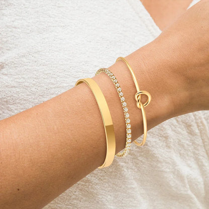Lot de 3 Bracelets Dorés en Acier Inoxydable