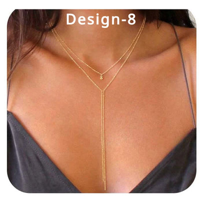 Collier Lariat Plaqué Or 14K – Pendentif Minimaliste