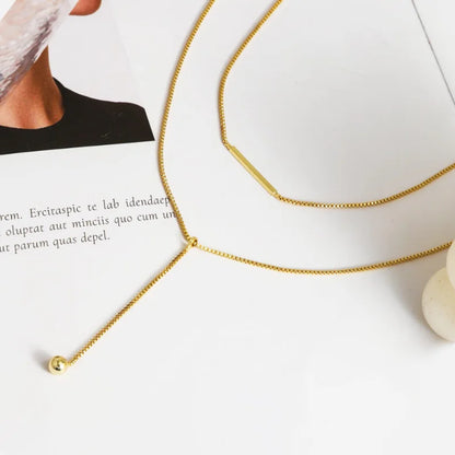 Collier Lariat Plaqué Or 14K – Pendentif Minimaliste