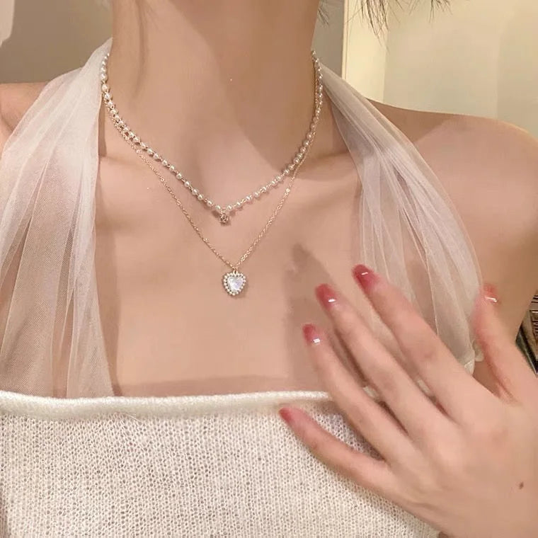 Collier Pendentif Cœur & Étoile en Zircon
