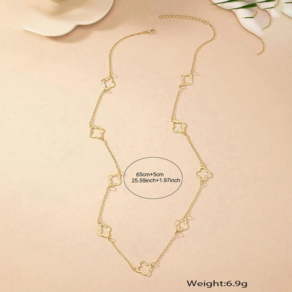 Collier Trèfle Élégance – Acier Inoxydable Doré/argenté en Émail Noir