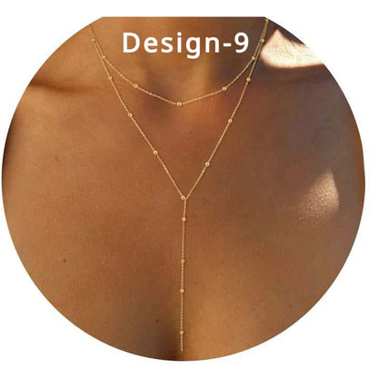 Collier Lariat Plaqué Or 14K – Pendentif Minimaliste