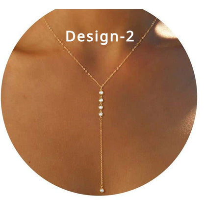 Collier Lariat Plaqué Or 14K – Pendentif Minimaliste