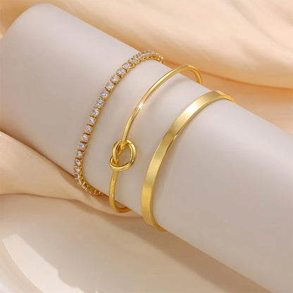 Lot de 3 Bracelets Dorés en Acier Inoxydable