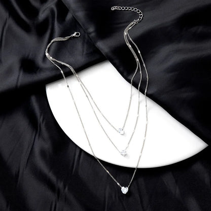 Collier Pendentif Cœur & Étoile en Zircon