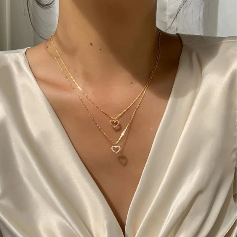 Collier Pendentif Cœur & Étoile en Zircon