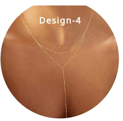 Collier Lariat Plaqué Or 14K – Pendentif Minimaliste