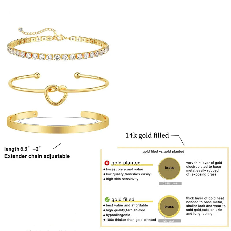 Lot de 3 Bracelets Dorés en Acier Inoxydable