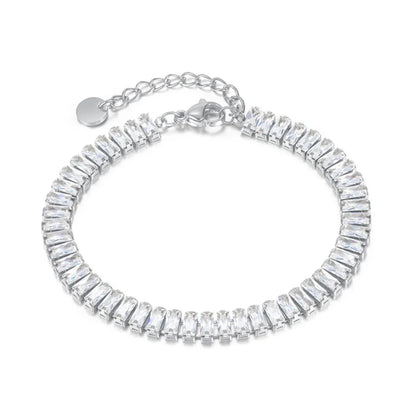 Bracelet Femme en Acier Inoxydable – Zirconium AAA Étincelant, Ajustable, Élégant & Durable
