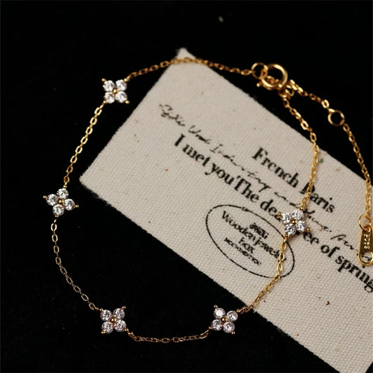 Bracelet Fleur Cristal en Acier Inoxydable