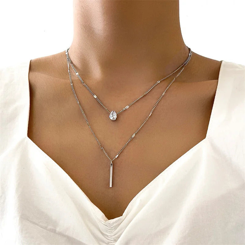 Collier Pendentif Cœur & Étoile en Zircon