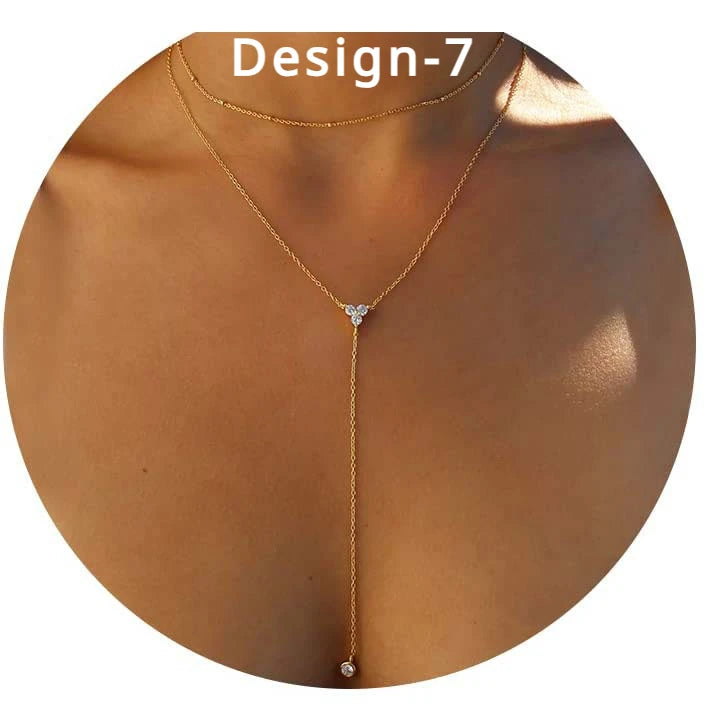Collier Lariat Plaqué Or 14K – Pendentif Minimaliste
