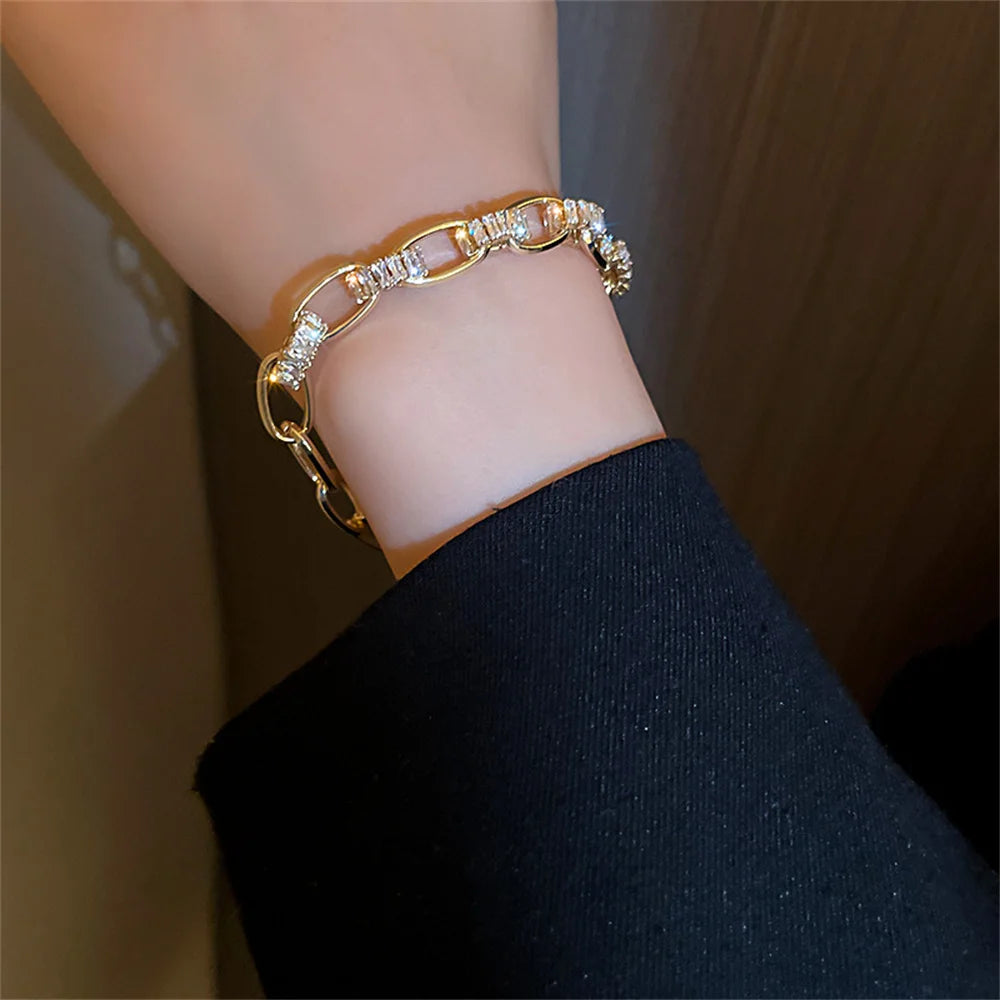Bracelet Femme en Acier Inoxydable – Zirconium AAA Étincelant, Ajustable, Élégant & Durable