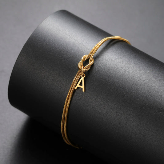 Bracelet Initiale Personnalisée – Chaîne Serpent