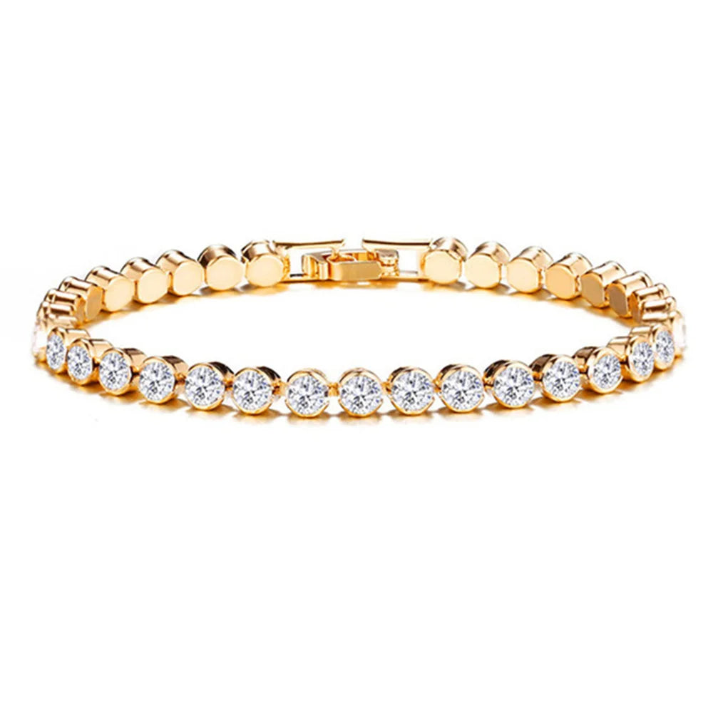 Bracelet Femme en Acier Inoxydable – Zirconium AAA Étincelant, Ajustable, Élégant & Durable