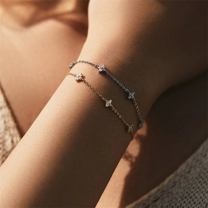 Bracelet Fleur Cristal en Acier Inoxydable