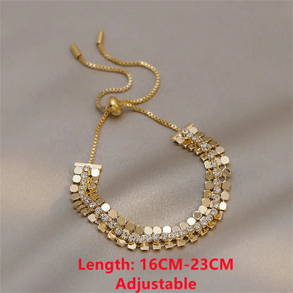 Bracelet Femme en Acier Inoxydable – Zirconium AAA Étincelant, Ajustable, Élégant & Durable