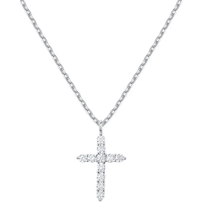 Collier Croix Élégant en Zirconium – Pendentif Brillant Plaqué Or & Argent, Cadeau Intemporel