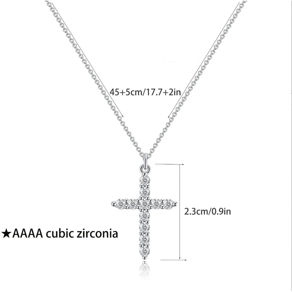 Collier Croix Élégant en Zirconium – Pendentif Brillant Plaqué Or & Argent, Cadeau Intemporel