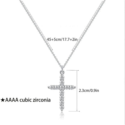Collier Croix Élégant en Zirconium – Pendentif Brillant Plaqué Or & Argent, Cadeau Intemporel