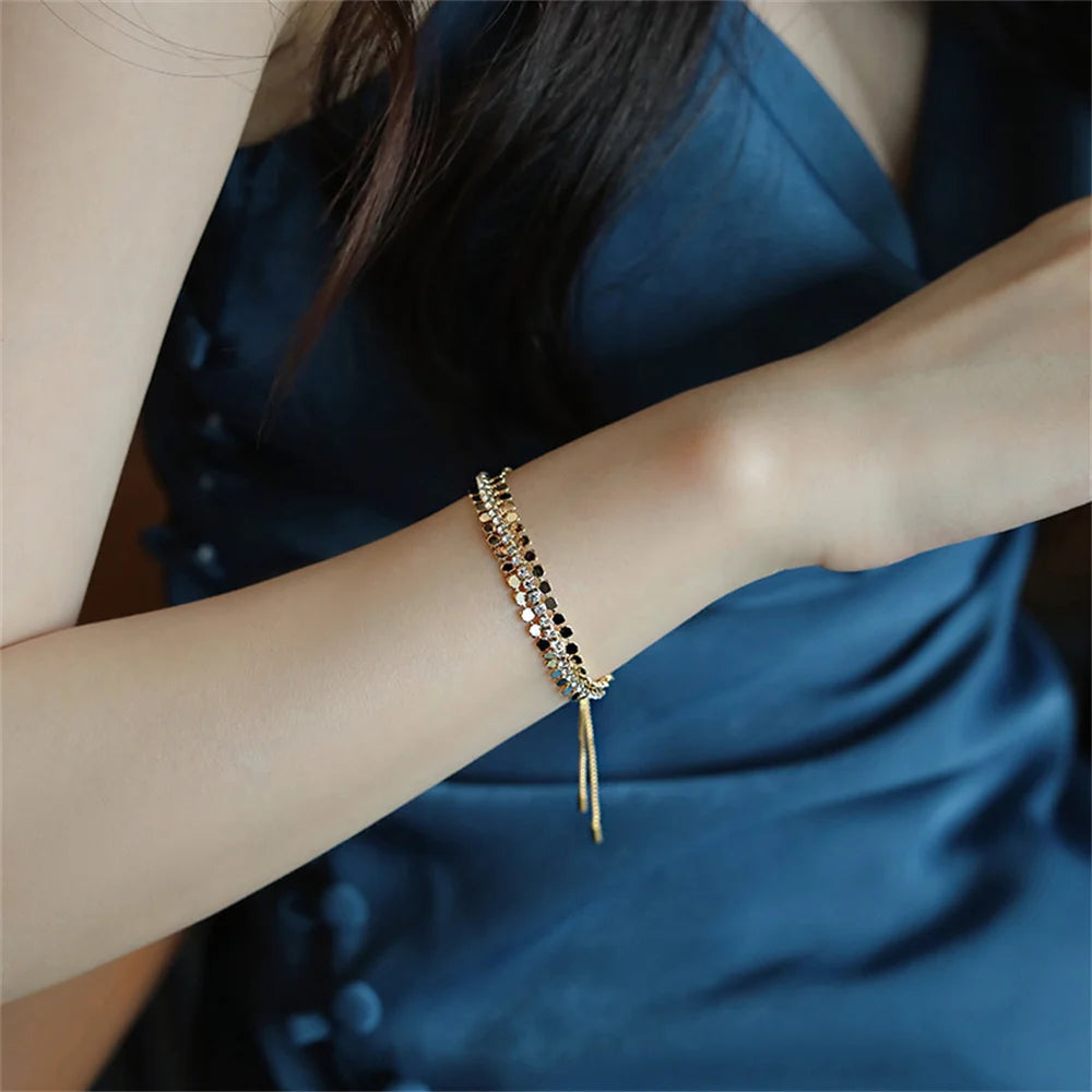 Bracelet Femme en Acier Inoxydable – Zirconium AAA Étincelant, Ajustable, Élégant & Durable