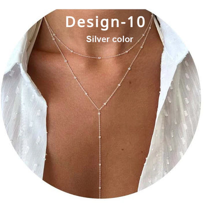 Collier Lariat Plaqué Or 14K – Pendentif Minimaliste