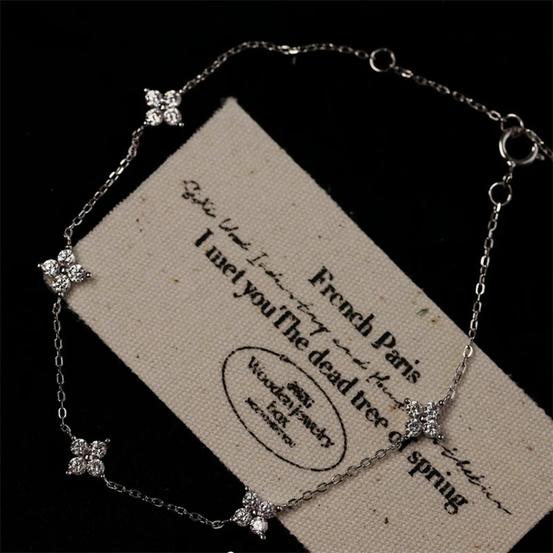Bracelet Fleur Cristal en Acier Inoxydable