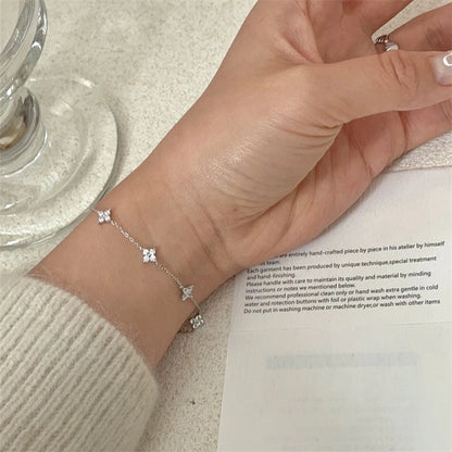 Bracelet Fleur Cristal en Acier Inoxydable