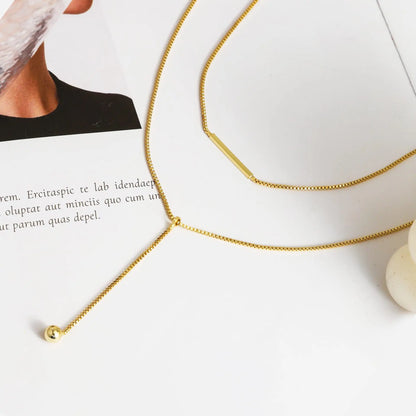 Collier Lariat Plaqué Or 14K – Pendentif Minimaliste