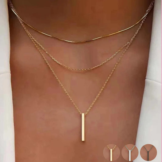 Collier Minimaliste Doré avec Barre Fine